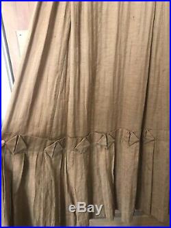 RARE Antique Early Edwardian C. 1910 Camel Cotton Woven Pleated Dress Size XS