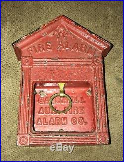RARE Antique Early Gamewell Cast Iron Auxillary Fire Alarm Box Complete