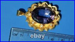 RARE Antique Early VICTORIAN 15CT GOLD 7.95CT AMETHYST PEARL PENDANT fitted case