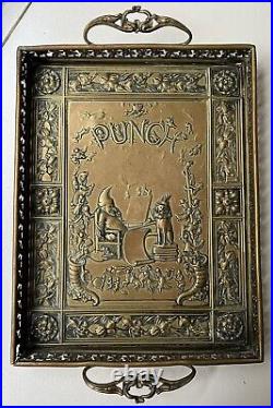 RARE Antique Early Victorian Novelty Punch Magazine Brass Tray Read Description