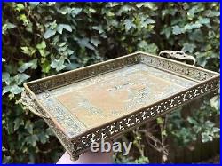 RARE Antique Early Victorian Novelty Punch Magazine Brass Tray Read Description