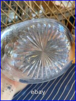 RARE Antique Engraved Whiskey Decanter & Stopper Glass Bottle Early American