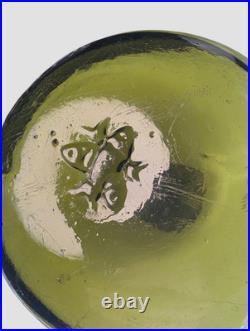 RARE Antique European early 1900 float Three Crossed Fishes Glass Seal Mark
