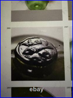 RARE Antique European early 1900 float Three Crossed Fishes Glass Seal Mark
