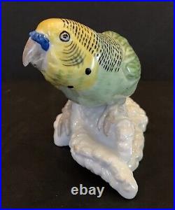 RARE Antique Gebruder Plein German Porcelain Budgerigar / Budgie Bird Figurine