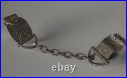 RARE Antique Hand Forged Medieval Shackles Chain Handcuffs