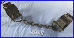 RARE Antique Hand Forged Medieval Shackles Chain Handcuffs