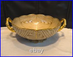 RARE Antique Homer Laughlin Art China Orange Bowl OAKWOOD Wood Grain Early 1900s