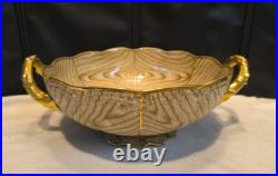 RARE Antique Homer Laughlin Art China Orange Bowl OAKWOOD Wood Grain Early 1900s