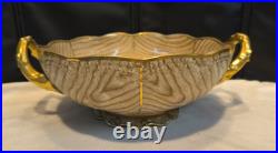 RARE Antique Homer Laughlin Art China Orange Bowl OAKWOOD Wood Grain Early 1900s