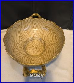 RARE Antique Homer Laughlin Art China Orange Bowl OAKWOOD Wood Grain Early 1900s
