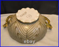 RARE Antique Homer Laughlin Art China Orange Bowl OAKWOOD Wood Grain Early 1900s