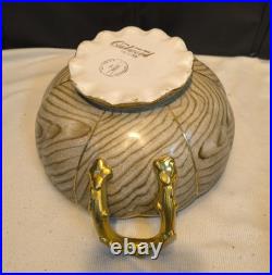 RARE Antique Homer Laughlin Art China Orange Bowl OAKWOOD Wood Grain Early 1900s