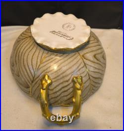 RARE Antique Homer Laughlin Art China Orange Bowl OAKWOOD Wood Grain Early 1900s