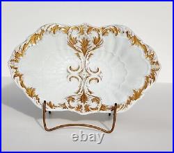 RARE Antique MEISSEN White Gold Gilt Porcelain Charger Bowl Early 20th C Germany