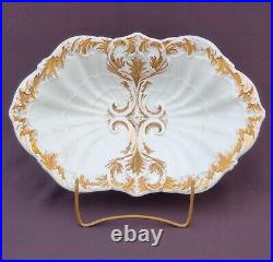 RARE Antique MEISSEN White Gold Gilt Porcelain Charger Bowl Early 20th C Germany