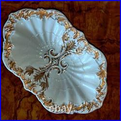RARE Antique MEISSEN White Gold Gilt Porcelain Charger Bowl Early 20th C Germany