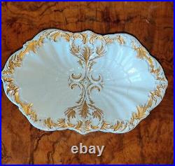 RARE Antique MEISSEN White Gold Gilt Porcelain Charger Bowl Early 20th C Germany