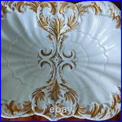 RARE Antique MEISSEN White Gold Gilt Porcelain Charger Bowl Early 20th C Germany