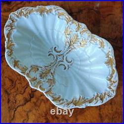 RARE Antique MEISSEN White Gold Gilt Porcelain Charger Bowl Early 20th C Germany