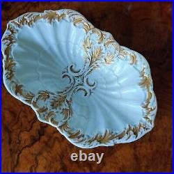 RARE Antique MEISSEN White Gold Gilt Porcelain Charger Bowl Early 20th C Germany