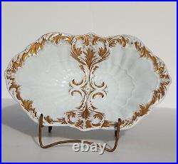 RARE Antique MEISSEN White Gold Gilt Porcelain Charger Bowl Early 20th C Germany