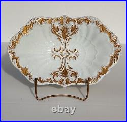 RARE Antique MEISSEN White Gold Gilt Porcelain Charger Bowl Early 20th C Germany