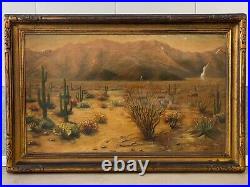 RARE Antique Old Early California Desert Landscape Oil Painting, Hargrave'38