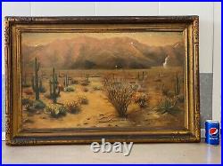 RARE Antique Old Early California Desert Landscape Oil Painting, Hargrave'38