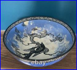 RARE Antique Pottery Bowl Carlton Ware'Magpies' Dark Blue circa 1925 RARE Antique Pottery Bowl Carlton Ware'Magpies' Dark Blue circa 1925
