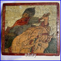 RARE Antique Russian Wooden Box Sergiev Posad Early 20th Century Russian Style