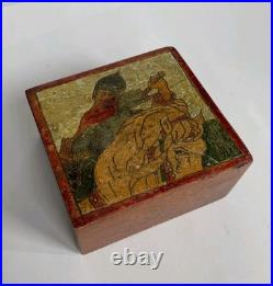 RARE Antique Russian Wooden Box Sergiev Posad Early 20th Century Russian Style