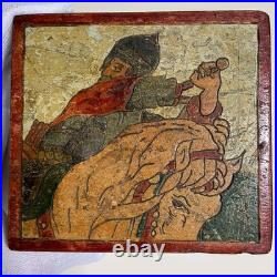 RARE Antique Russian Wooden Box Sergiev Posad Early 20th Century Russian Style