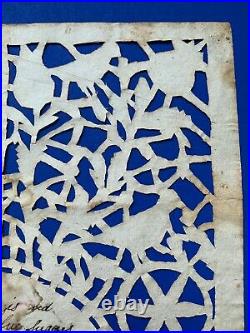 RARE Antique Scherenschnitte Cut Out Paper stencil Hand cut Early Silhouette