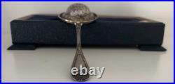 RARE Antique Silver Tea Strainer, Plata 800 23g Original Box