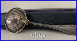 RARE Antique Silver Tea Strainer, Plata 800 23g Original Box