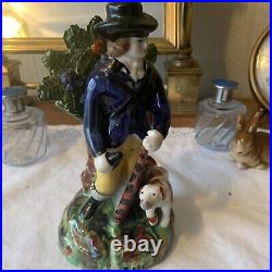 RARE Antique Staffordshire Victorian Figure of'The Hunter' And His Dog Hunting
