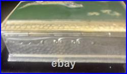 RARE Antique Sterling Silver Bronze Cigarette Box withHunting Dog Scene