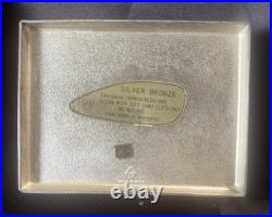 RARE Antique Sterling Silver Bronze Cigarette Box withHunting Dog Scene