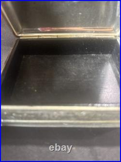 RARE Antique Sterling Silver Bronze Cigarette Box withHunting Dog Scene