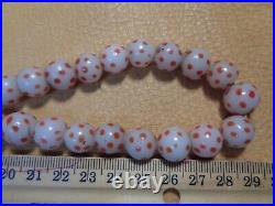 RARE Antique Trade Beads Red & White Spotted Venetian Bead Strand Early 1800's