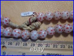 RARE Antique Trade Beads Red & White Spotted Venetian Bead Strand Early 1800's