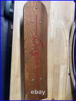 RARE Antique Vintage 1960s Wooden Wood Early Skateboard Surfer Metal Wheels