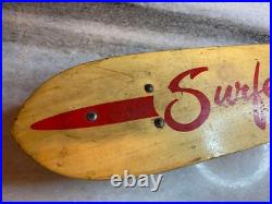 RARE Antique Vintage 1960s Wooden Wood Early Skateboard Surfer Metal Wheels