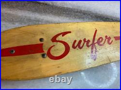 RARE Antique Vintage 1960s Wooden Wood Early Skateboard Surfer Metal Wheels