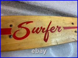 RARE Antique Vintage 1960s Wooden Wood Early Skateboard Surfer Metal Wheels