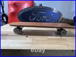 RARE Antique Vintage 1960s Wooden Wood Early Skateboard Surfer Metal Wheels