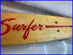 RARE Antique Vintage 1960s Wooden Wood Early Skateboard Surfer Metal Wheels