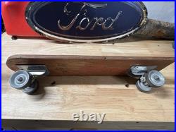 RARE Antique Vintage 1960s Wooden Wood Early Skateboard Surfer Metal Wheels