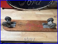 RARE Antique Vintage 1960s Wooden Wood Early Skateboard Surfer Metal Wheels